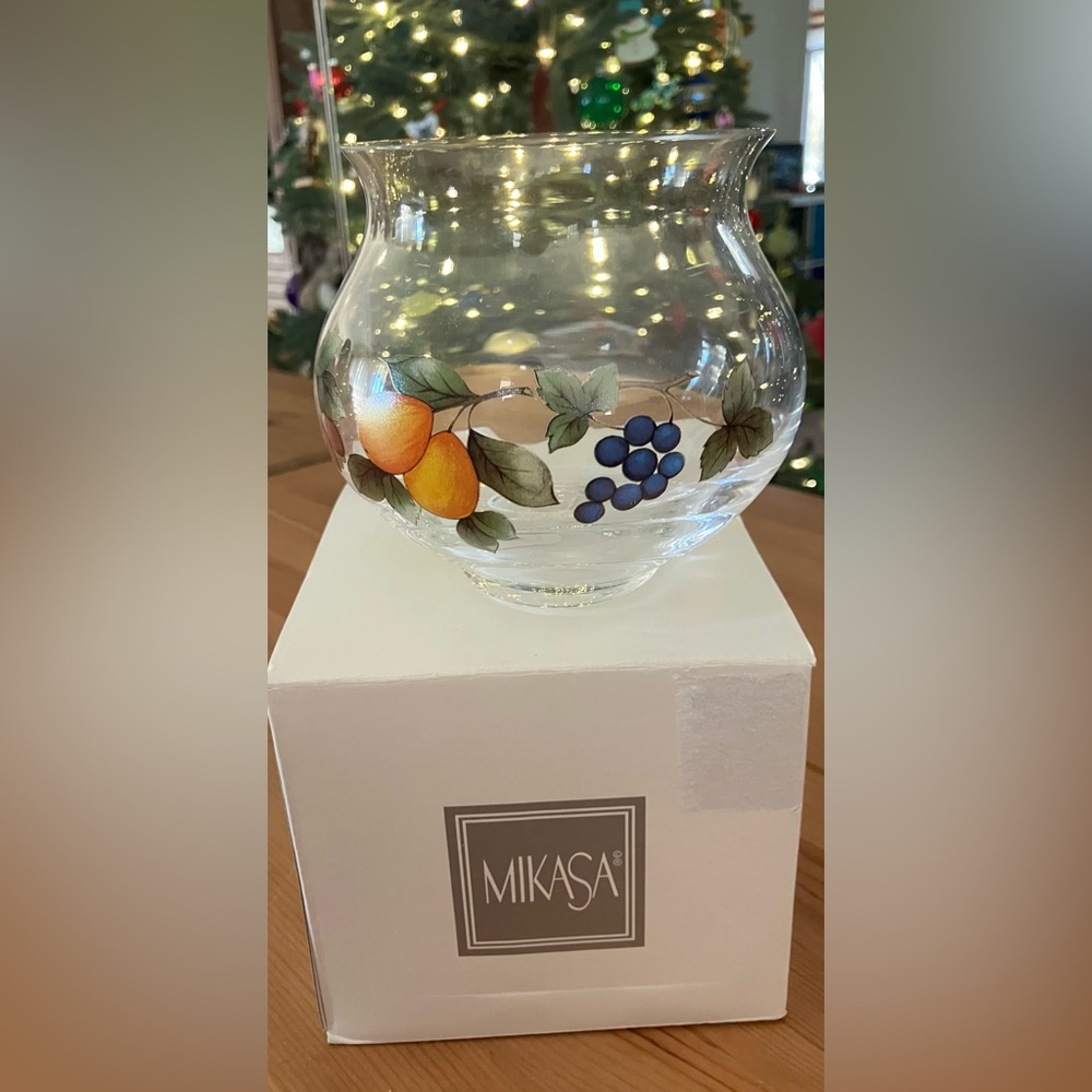 New Mikasa Garden Harvest Glassware Votive Candleholder 4.5” width 3 7/8”